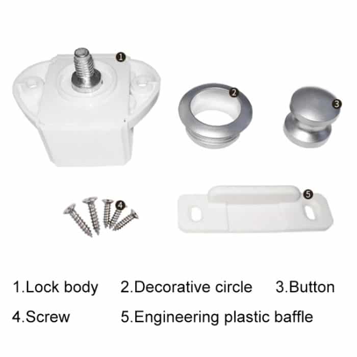Press-Typ Schubladenschrank-Verriegelung, Schrank-Türstopper, Schubladenschrank, Schließfach für Wohnmobile, Yachten, Möbel – Bild 6