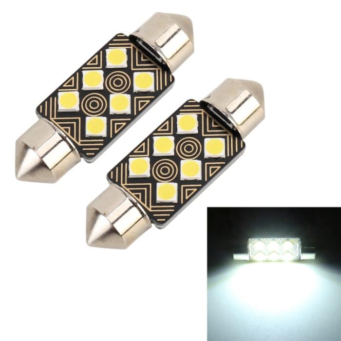 CMS1249.jpg 2 PCS 36 mm DC12V / 1,5 W / 6000K / 110LM 6LEDs SMD-3030 Auto-Leselampe Dome Light mit Decoder – Bild 1
