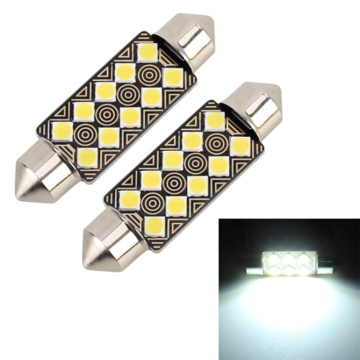 CMS1251.jpg 2 PCS 41 mm DC12V / 1,5W / 6000K / 110LM 10LEDs SMD-3030 Auto-Leselampe Dome Light mit Decoder – Bild 1