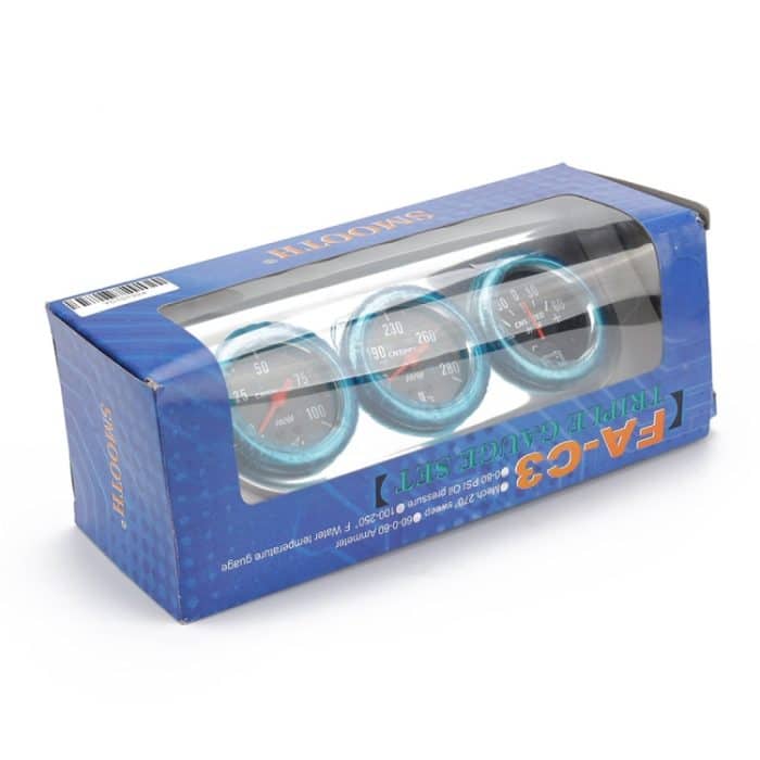 52mm 12V Universal Car Modified Triple Meter 3 in 1 Gauge Ölpresse + Wassertemperaturanzeige + Amperemeter, mit Sensor – Bild 5