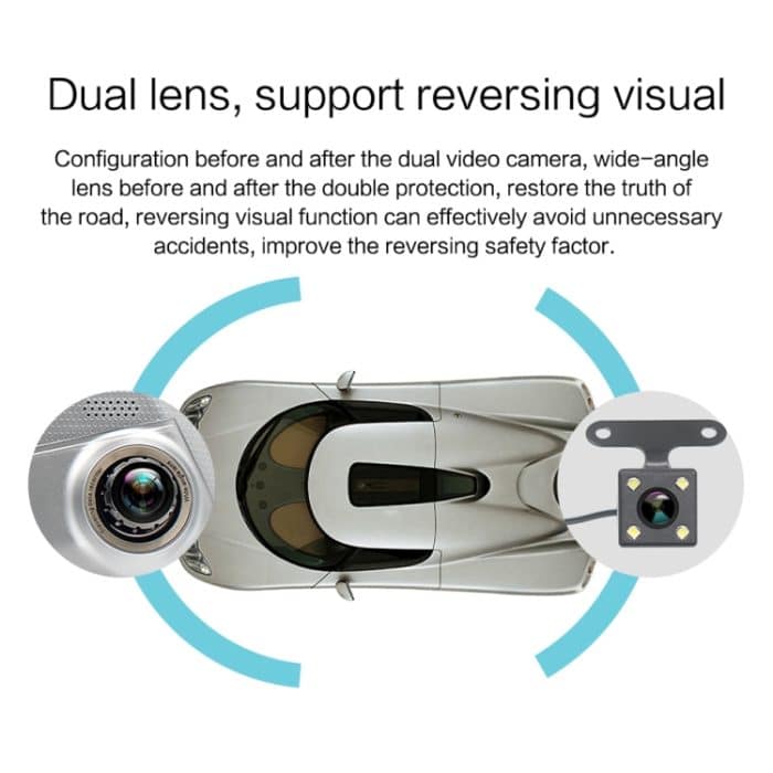 V100 7-Zoll-LCD-Touchscreen-Rückspiegel-Autorekorder mit separater Kamera, 170-Grad-Weitwinkelanzeige, Unterstützung für Nachtsicht / Loop-Video / Bewegungserkennung / G-Sensor / TF-Karte – Bild 12