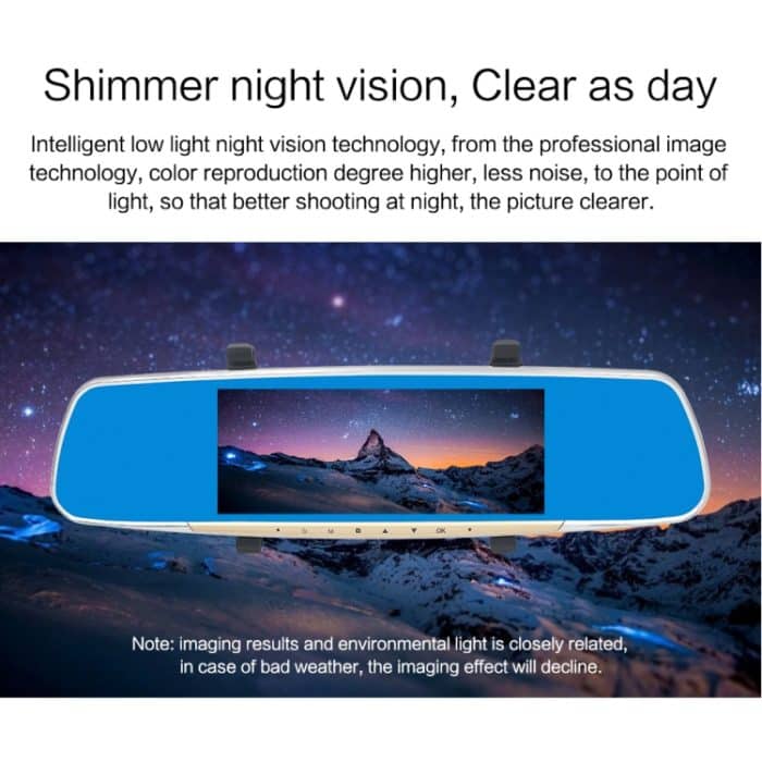 V100 7-Zoll-LCD-Touchscreen-Rückspiegel-Autorekorder mit separater Kamera, 170-Grad-Weitwinkelanzeige, Unterstützung für Nachtsicht / Loop-Video / Bewegungserkennung / G-Sensor / TF-Karte – Bild 8