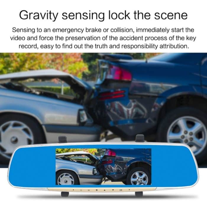 V100 7-Zoll-LCD-Touchscreen-Rückspiegel-Autorekorder mit separater Kamera, 170-Grad-Weitwinkelanzeige, Unterstützung für Nachtsicht / Loop-Video / Bewegungserkennung / G-Sensor / TF-Karte – Bild 9