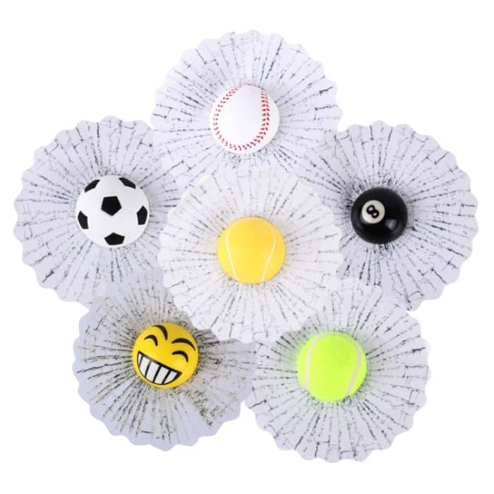 Kreativer 3D-Deco-Autofenster-Riss-Aufkleber, Sport Balls/Baseball, Sport Balls/Billiard Ball, Sport Balls/Yellow Tennis, Sport Balls/Tennis, Sport Balls/Football, Funny Smile Face – Bild 2