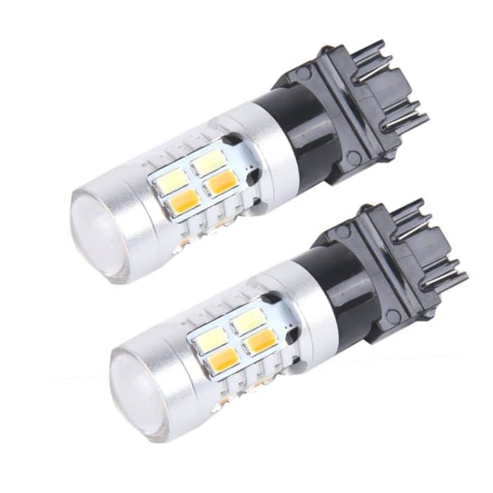 CMS1556.jpg 2 PCS T25 / 3157 10W 1000 LM 6000K Weiß + Gelb Blinker mit 20 SMD-5730-LED-Lampen und Len. DC 12-24V – Bild 1