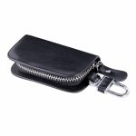 Universal Leder Holzmaserung Textur Taille hängenden Reißverschluss Geldbörsen Schlüsselhalter Tasche (ohne Schlüssel) – Bild 2