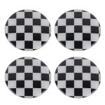 4 PCS White And Black Grid Metall Autoaufkleber Radnabenkappen Mittelabdeckung Dekoration – Bild 2