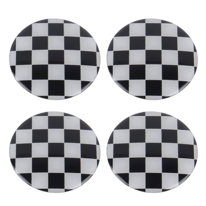 4 PCS White And Black Grid Metall Autoaufkleber Radnabenkappen Mittelabdeckung Dekoration – Bild 2