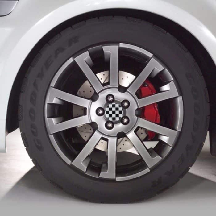 4 PCS White And Black Grid Metall Autoaufkleber Radnabenkappen Mittelabdeckung Dekoration – Bild 7