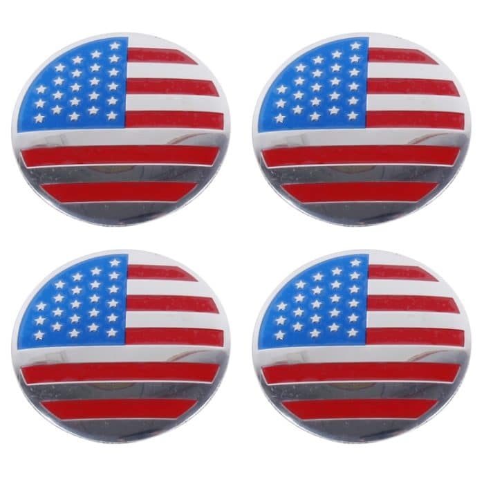 4 PCS USA Flagge Metall Auto Aufkleber Radnabenkappen Mittelabdeckung Dekoration – Bild 2