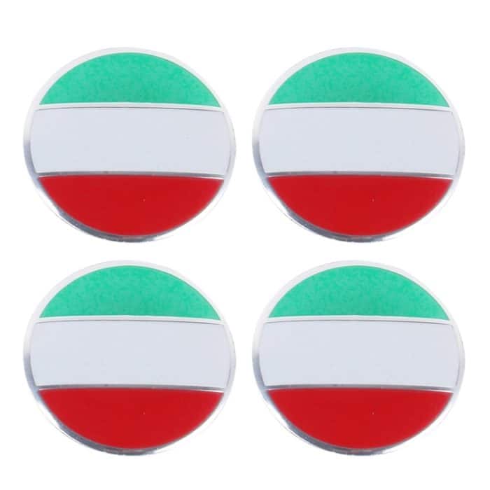 4 PCS Italien Flagge Metall Auto Aufkleber Radnabenkappen Mittelabdeckung Dekoration – Bild 2