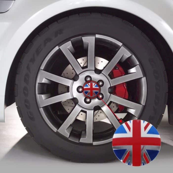 4 PCS England Flagge Metall Auto Aufkleber Radnabenkappen Mittelabdeckung Dekoration – Bild 1