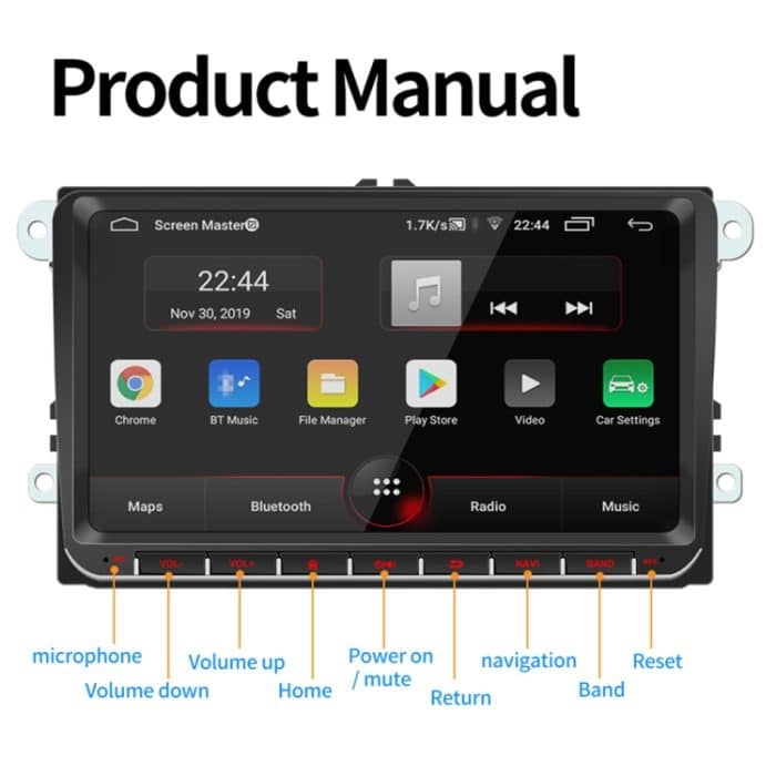 9093 HD 9 Zoll Auto Android 8.1 Funkempfänger MP5-Player für Volkswagen, Support FM & Bluetooth & TF-Karte & GPS & WIFI mit Dekodierung – Bild 2