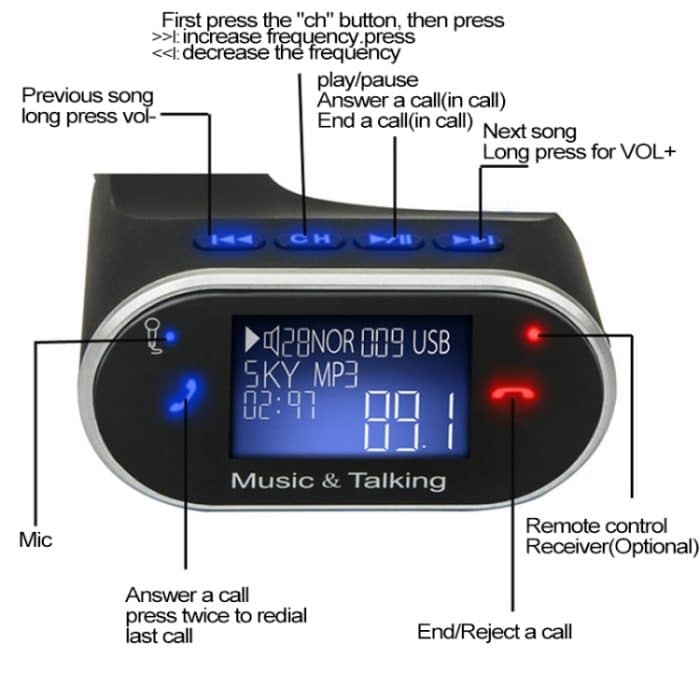 630C Hühnerbeinform Auto-Stereo-Radio MP3-Audio-Player, Bluetooth-Freisprecheinrichtung FM-Sender – Bild 8