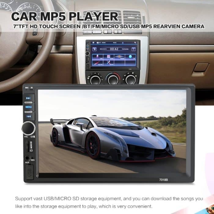 7018b 7,0-Zoll-HD-Touchscreen-Dual-DIN-Autoradio-Bluetooth-Stereo MP3 / MP4 / MP5-Player mit Fernbedienung, mit Rückfahrkamera, 6800-Modul, Unterstützung FM / TF-Karte / USB-Flash-Festplatte – Bild 4