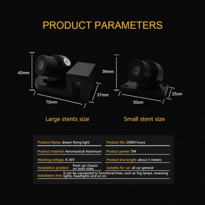 2 PCS DC 8-36V Ghost Shadow Courtesy Angel Wings Projektionslampe Autotür LED Willkommenslichter, Cold Blue, Blue, Red, White – Bild 13