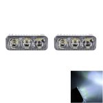2 PCS DC 12V 6W 400 LM 6000K Tri Circular Car DRL Tagfahrlicht Lampe mit weißen Lichtern, Kabellänge: 50 cm