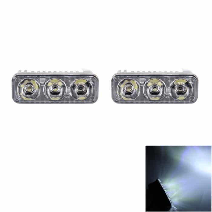 2 PCS DC 12V 6W 400 LM 6000K Tri Circular Car DRL Tagfahrlicht Lampe mit weißen Lichtern, Kabellänge: 50 cm – Bild 1
