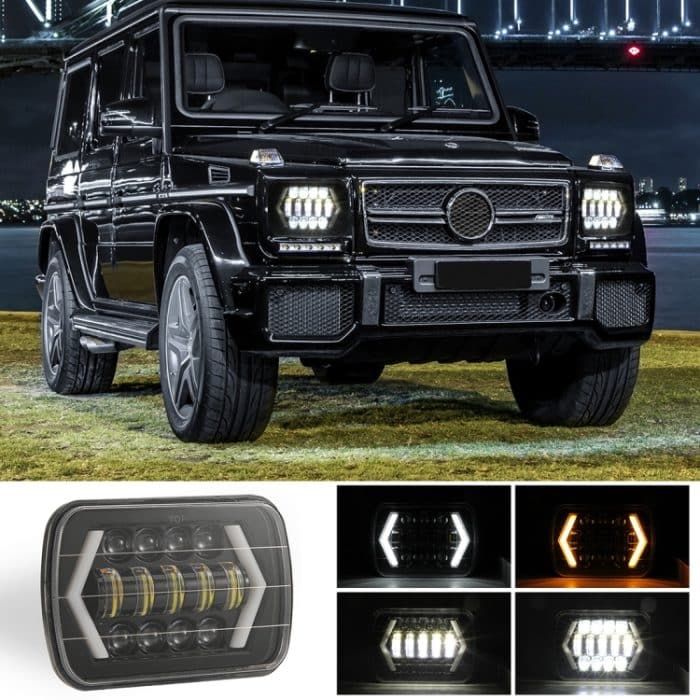 7 Zoll H4 DC 9V-30V 3000LM 6000K 30W IP67 8LED Lampenperlen Auto quadratische Form LED-Scheinwerferlampen für Jeep Wrangler – Bild 1