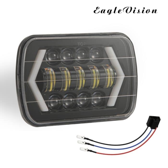 7 Zoll H4 DC 9V-30V 3000LM 6000K 30W IP67 8LED Lampenperlen Auto quadratische Form LED-Scheinwerferlampen für Jeep Wrangler – Bild 2