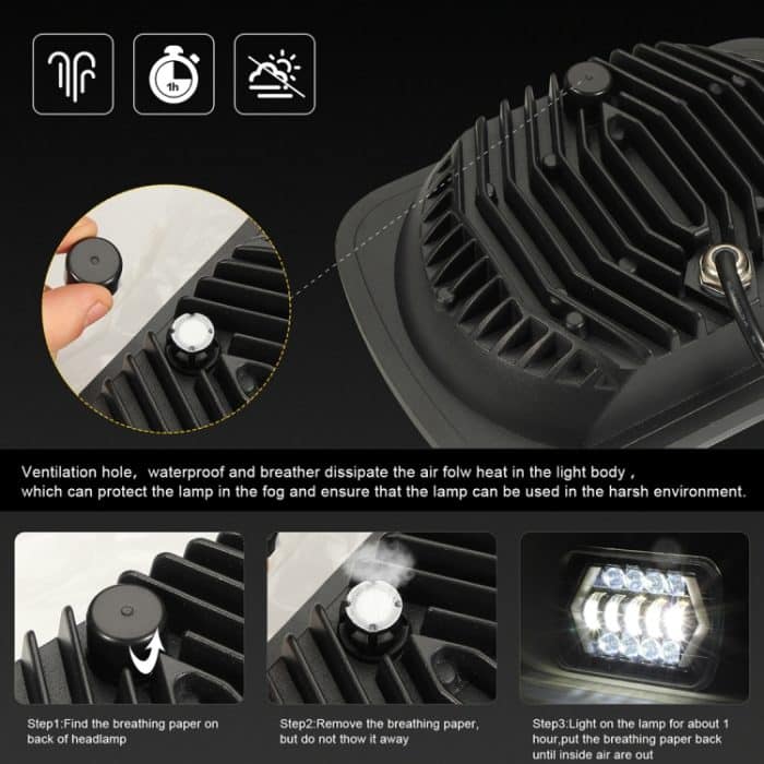 7 Zoll H4 DC 9V-30V 3000LM 6000K 30W IP67 8LED Lampenperlen Auto quadratische Form LED-Scheinwerferlampen für Jeep Wrangler – Bild 3