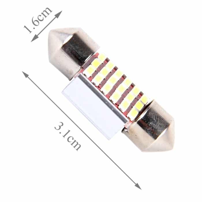 2 PCS DC 12V 3W 31MM Bicuspid Autotürleuchten Registrierung Markierungsleuchte Armaturenbrett Kuppeltürleuchten LED Leselampe mit 18 LED SMD 3014 Leuchten Weiß – Bild 4