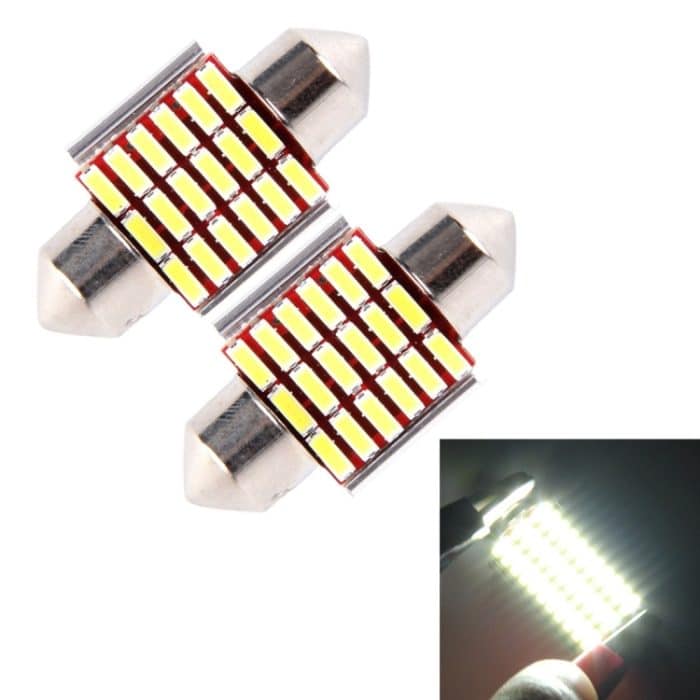 CMS2642.jpg 2 PCS DC 12V 6W 41MM Bicuspid Autotürleuchten Registrierung Markierungsleuchte Armaturenbrett Kuppeltürleuchten LED Leselampe mit 33 LED SMD 3014 Leuchten Weiß – Bild 1