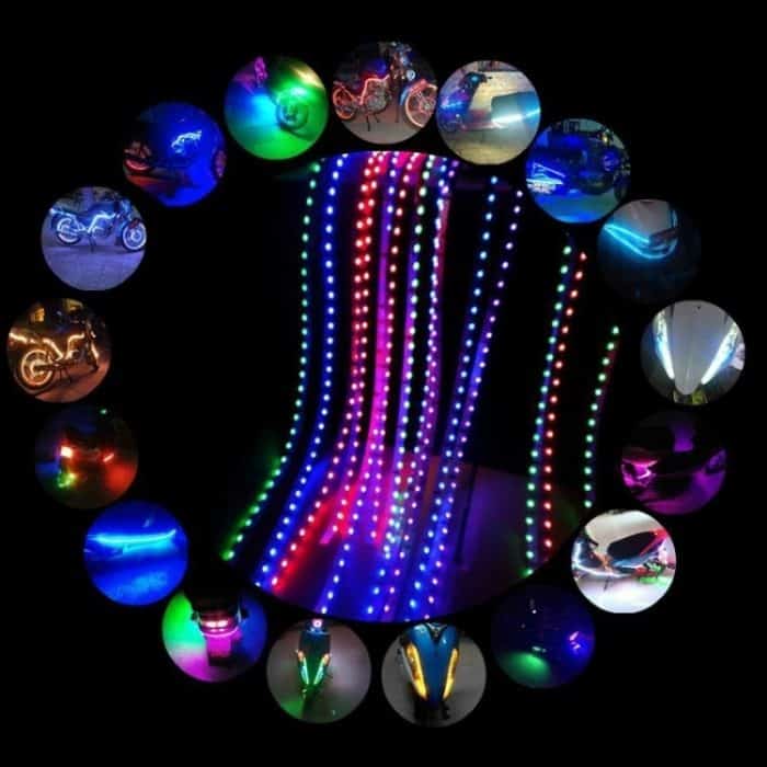 5 Stück 45 LED 3528 SMD wasserdichte flexible Auto-Lichtleiste für Autodekoration, DC 12 V, Länge: 90 cm, 90cm+pink, 90cm+green, 90cm+ice blue, 90cm+blue, 90cm+red, 90cm+white, 90cm+yellow – Bild 8