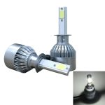 2 Stück H1 18 W 1800 lm 6000 K wasserdichter IP68-Auto-LED-Scheinwerfer mit 2 COB-LED-Lampen, DC 9–36 V, H1