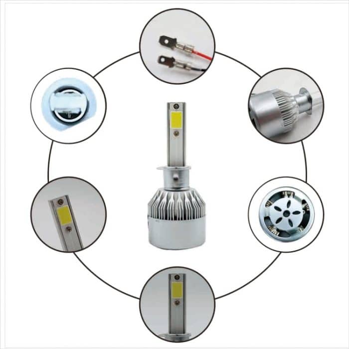 2 Stück H1 18 W 1800 lm 6000 K wasserdichter IP68-Auto-LED-Scheinwerfer mit 2 COB-LED-Lampen, DC 9–36 V, H1 – Bild 5