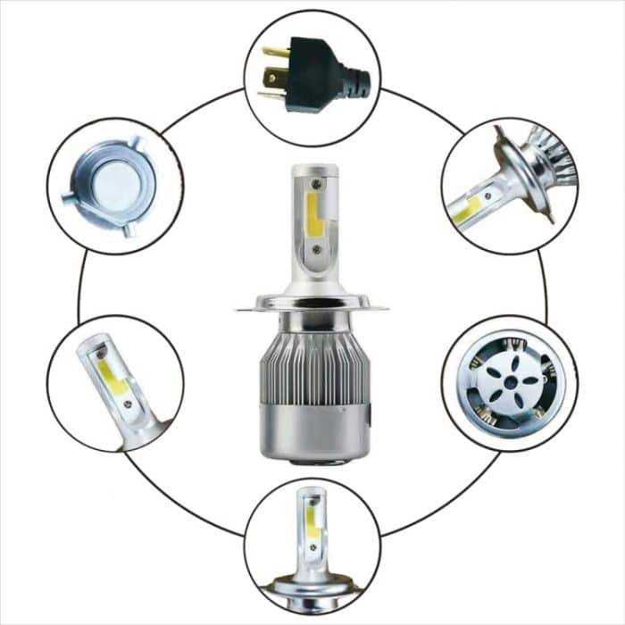 2 Stück H4 18 W 1800 lm 6000 K wasserdichter IP68-Auto-LED-Scheinwerfer mit 2 COB-LED-Lampen, DC 9–36 V, H4 – Bild 5