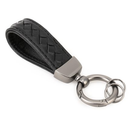 Auto-Schlüsselanhänger aus Metall + geflochtenem Leder