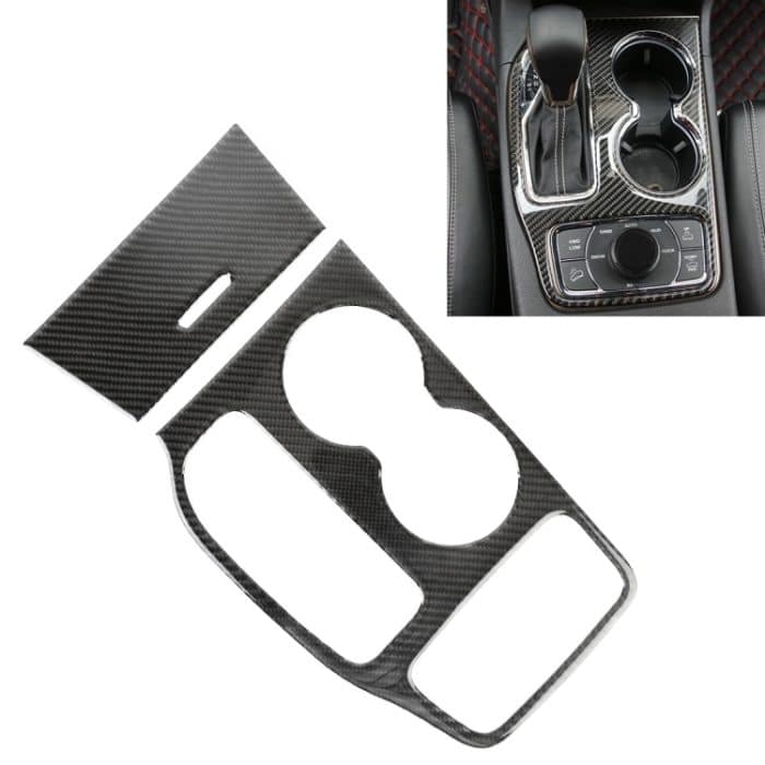 2 PCS Auto Wasser Cup Panel Carbon Faser dekorative Aufkleber für Jeep Grand Cherokee 2016-2017 – Bild 1