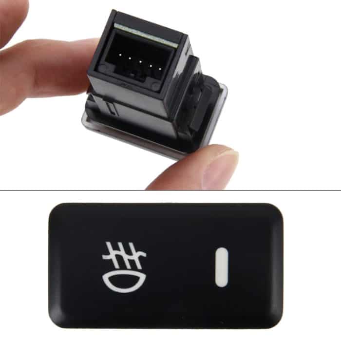 Auto-Nebelscheinwerfer-Lampenanzeige 5-polige Ein- und Ausschalter-Steuerung 4 Kabel Auto-Auto-Nebelscheinwerfer 5-poliger Schalter Ein-Aus-Schalter für Toyota, große Größe: 6 * 2,8 * 1,7 cm (gelbes Licht) – Bild 4