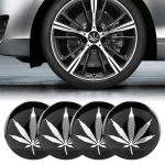 4 PCS Car-Styling Silber Blätter Muster Metall Radnabe Dekorativer Aufkleber, Durchmesser: 5,8 cm