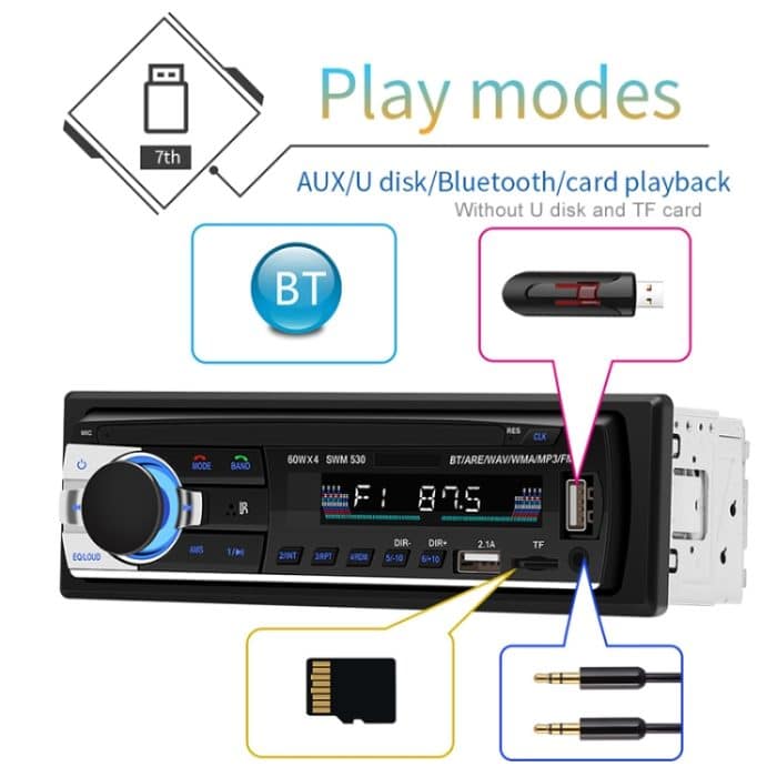 SWM-530 12V Universal Car Dual-USB-Ladegerät Radioempfänger MP3-Player, unterstützt FM & Bluetooth mit Fernbedienung – Bild 14