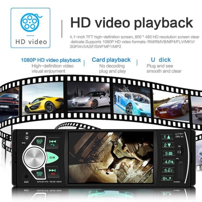 SWM-4022D HD 4,1 Zoll 12 V Universal-Autoradio-Empfänger MP5-Player, unterstützt FM-, Bluetooth- und TF-Karte mit Fernbedienung – Bild 13