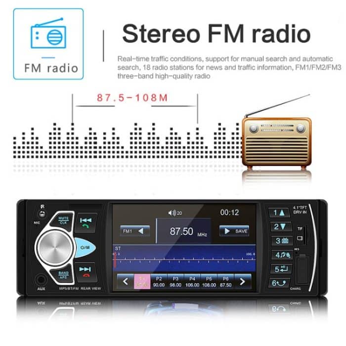 SWM-4022D HD 4,1 Zoll 12 V Universal-Autoradio-Empfänger MP5-Player, unterstützt FM-, Bluetooth- und TF-Karte mit Fernbedienung – Bild 14