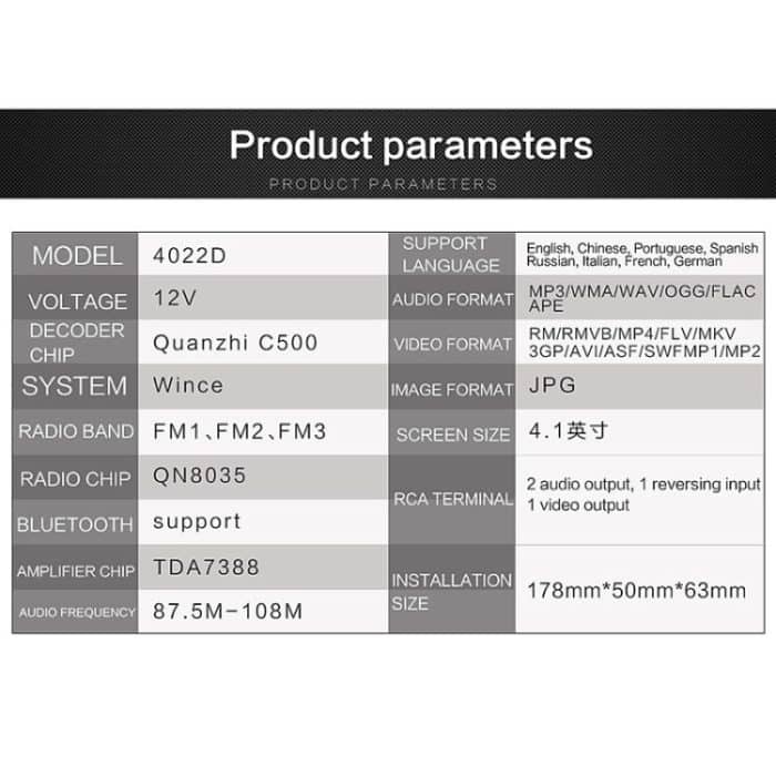 SWM-4022D HD 4,1 Zoll 12 V Universal-Autoradio-Empfänger MP5-Player, unterstützt FM-, Bluetooth- und TF-Karte mit Fernbedienung – Bild 18