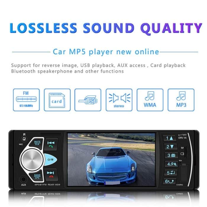 SWM-4022D HD 4,1 Zoll 12 V Universal-Autoradio-Empfänger MP5-Player, unterstützt FM-, Bluetooth- und TF-Karte mit Fernbedienung – Bild 8
