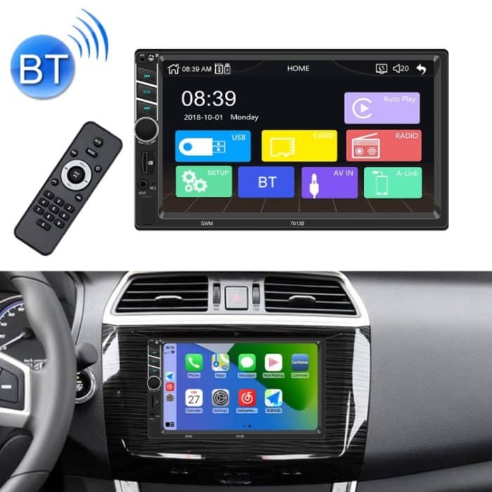 CMS3688.jpg 7013B HD 7 Zoll Autoradio-Empfänger MP5-Player, unterstützt FM & Bluetooth & TF-Karte & Telefonverbindung & kabelgebundenes Carplay – Bild 1