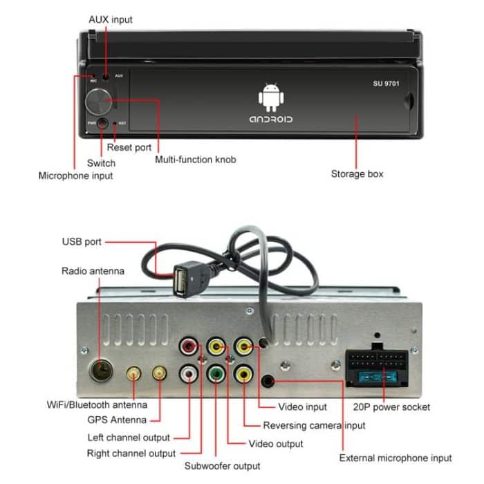 SU 9701 1 GB + 32 GB, 7 Zoll (17,8 cm) HD, faltbarer universeller Android-Autoradioempfänger, MP5-Player, unterstützt FM, Bluetooth, TF-Karte, GPS, Telefonverbindung und WLAN – Bild 4