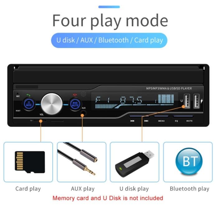 T100 7-Zoll-HD-Universal-Autoradioempfänger MP5-Player, unterstützt FM & AM & RDS & Bluetooth & Telefonverbindung mit Fernbedienung – Bild 15