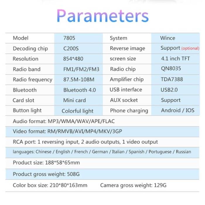7805 4,1-Zoll-Universal-Autoradio-Empfänger MP5-Player, unterstützt FM-, Bluetooth- und TF-Karten mit Fernbedienung – Bild 16