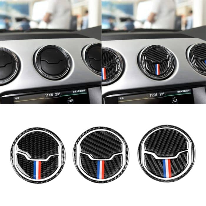 CMS3725.jpg 9 PCS Car USA Farbe Carbon Faser Luftauslass Dekorativer Aufkleber für Ford Mustang 2015-2017 – Bild 1