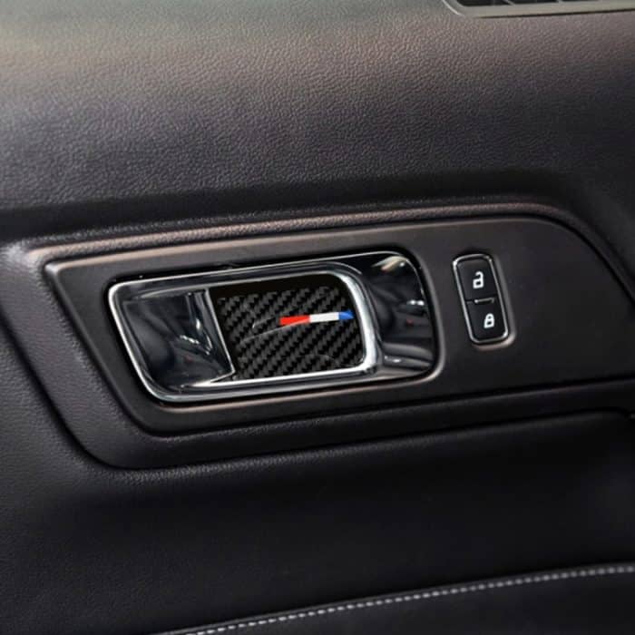 2 PCS Car USA Farbe Kohlefasertür Innengriff Handgelenkplatte Dekorativer Aufkleber für Ford Mustang 2015-2017 – Bild 6