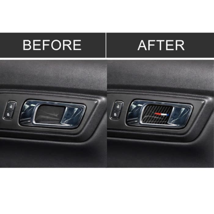 2 PCS Car USA Farbe Kohlefasertür Innengriff Handgelenkplatte Dekorativer Aufkleber für Ford Mustang 2015-2017 – Bild 7