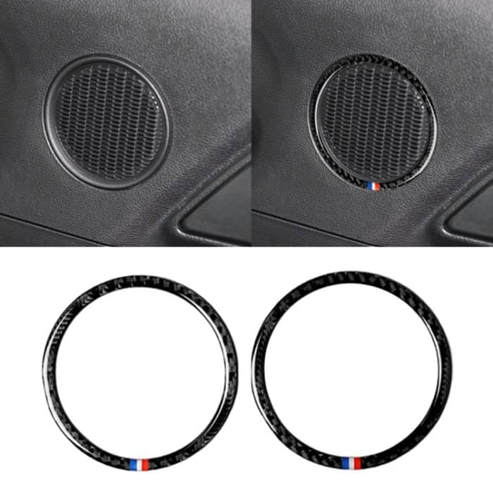 CMS3729.jpg 2 PCS Auto USA Farbe Kohlefaser Horn Ring dekorative Aufkleber für Ford Mustang 2015-2017 – Bild 1