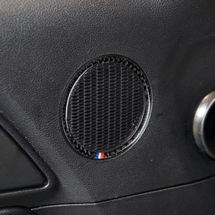 2 PCS Auto USA Farbe Kohlefaser Horn Ring dekorative Aufkleber für Ford Mustang 2015-2017 – Bild 6