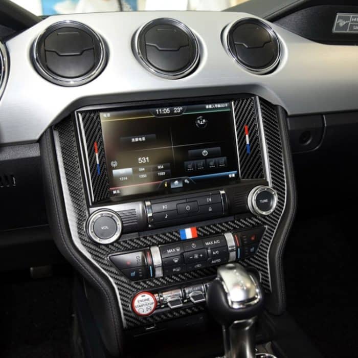 Auto USA Farbe Kohlefaser Zentrales Bedienfeld Dekorativer Aufkleber für Ford Mustang 2015-2017 – Bild 6